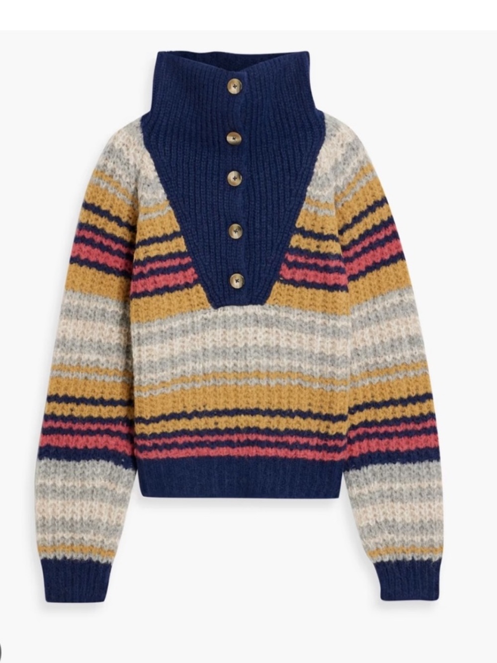 Mother The Buttoned Collar Jumper  Alpaca Chunky Knit Oversized Sweater